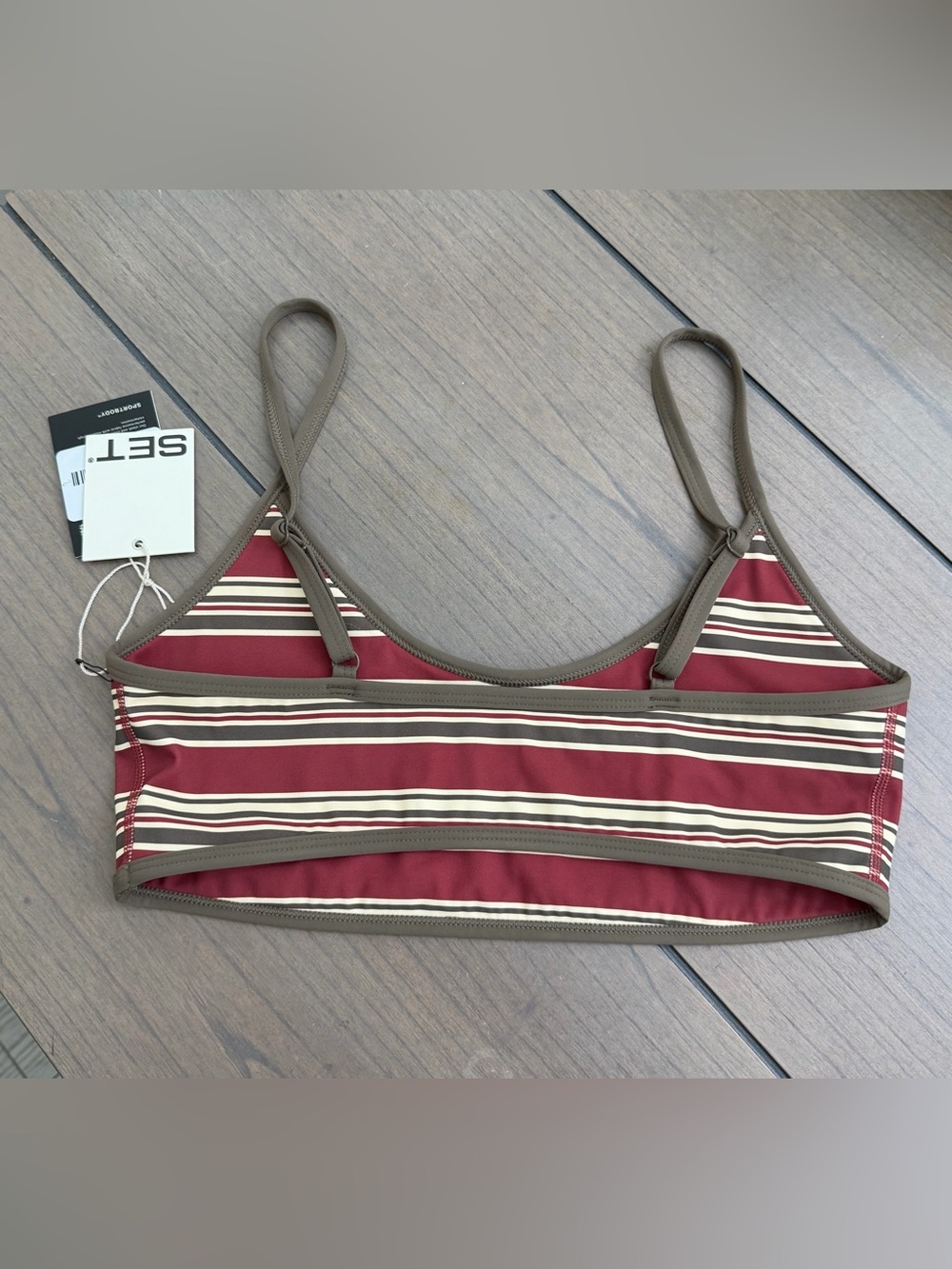 Set Active Sportbody Sporty Stripe Scoop Base Bra Sweet Tea Medium BNWT - Picture 5 of 7